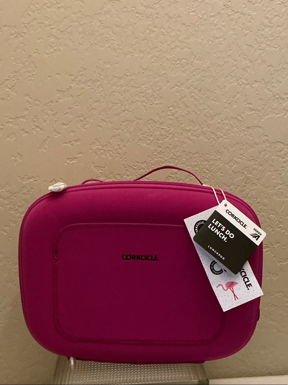 Corkcicle Hot Pink Insulated Lunch Bag